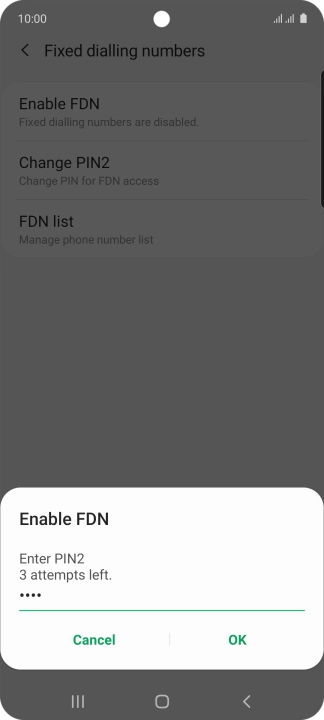 Key in your PIN2 and press OK.