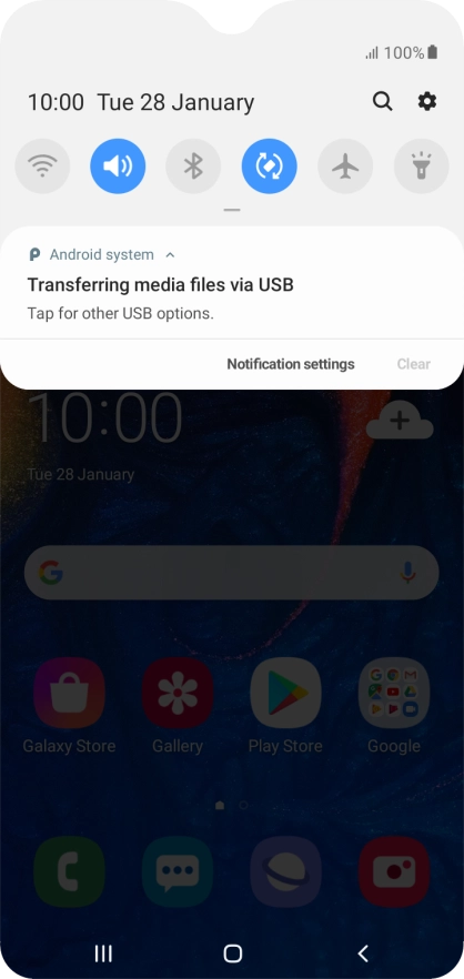 Press Tap for other USB options..
