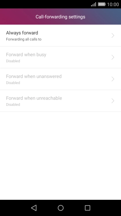 Press the required divert type.
