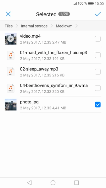 Press the confirm icon.