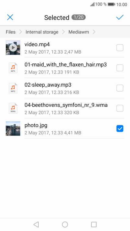 Press the confirm icon.