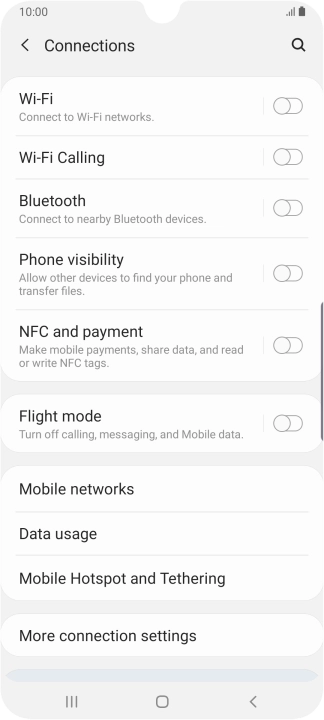 Press Mobile Hotspot and Tethering.