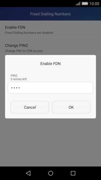 Key in your PIN2 and press OK.