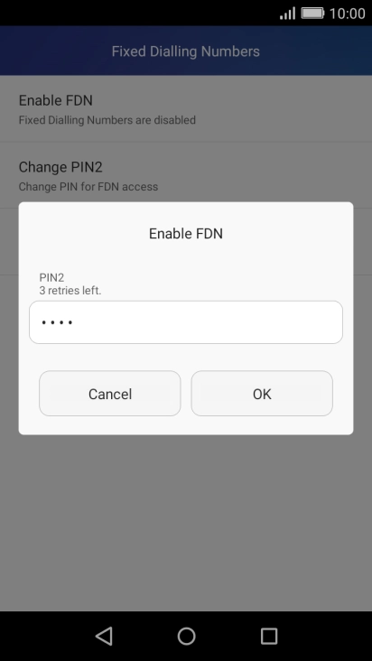 Key in your PIN2 and press OK.