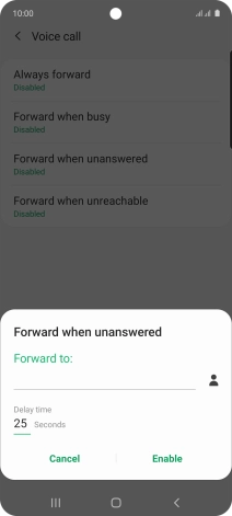 Key in (prefix) 5 (your phone number) and press Enable.