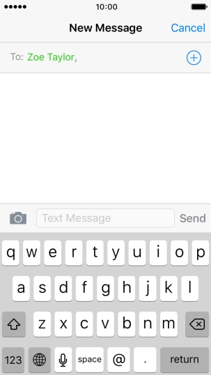 Press the text input field and write the text for your text message.