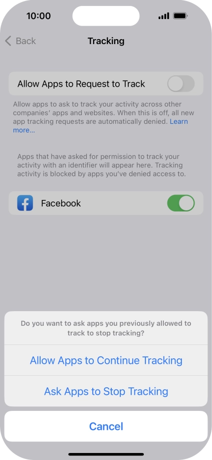 If you turn off the function, press the required setting.