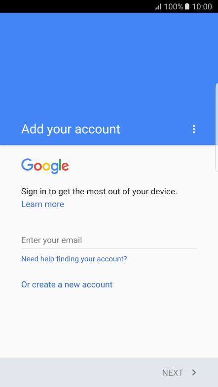 If you don t have a Google account, press Or create a new account and follow the instructions on the screen to create an account.