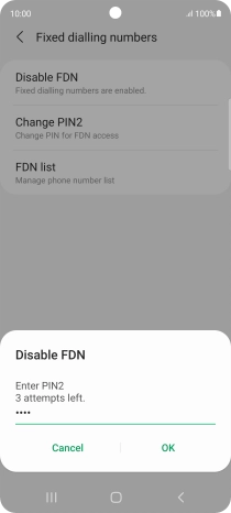 Key in your PIN2 and press OK.