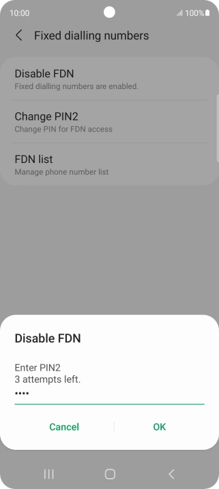 Key in your PIN2 and press OK.