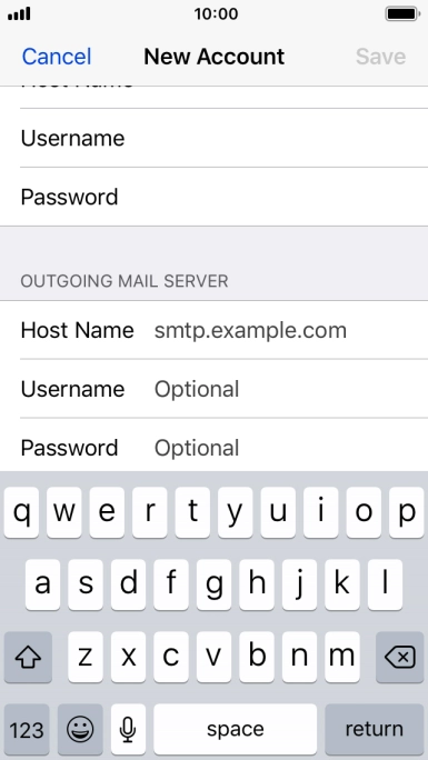 Press Host Name and key in mail.vodafone.ie.