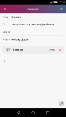 Press the send icon when you've finished your email message.