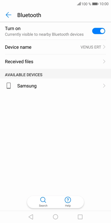 Press the required Bluetooth device and follow the instructions on the screen to pair the device with your phone.