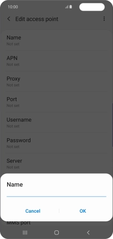Key in Vodafone Internet and press OK.