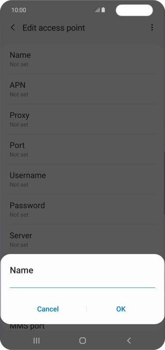 Key in Vodafone Internet and press OK.