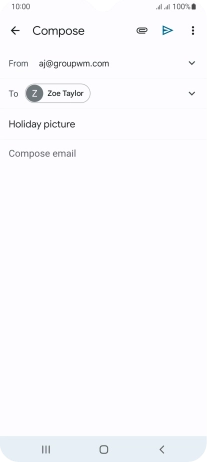 Press the text input field and write the text for your email message.