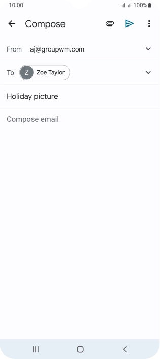 Press the text input field and write the text for your email message.
