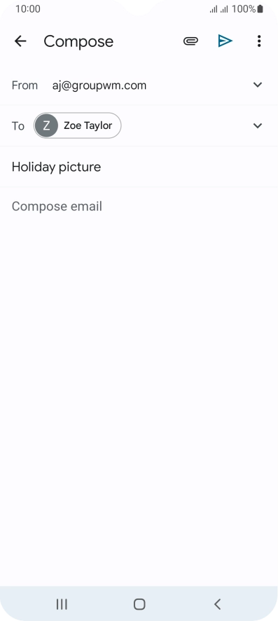 Press the text input field and write the text for your email message.
