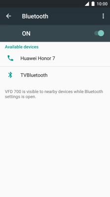 Press the required Bluetooth device and follow the instructions on the screen to pair the device with your phone.