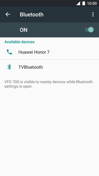 Press the required Bluetooth device and follow the instructions on the screen to pair the device with your phone.