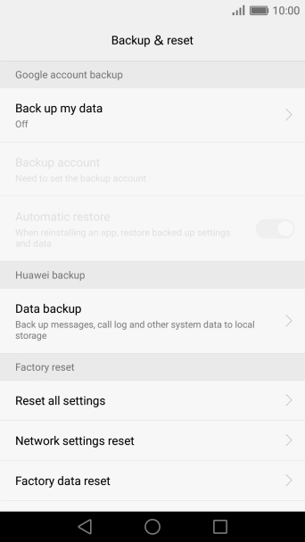 Press Factory data reset.