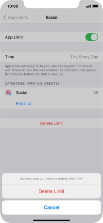 Press Delete Limit.