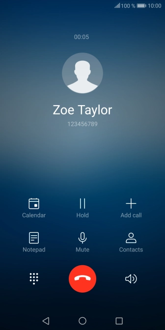 Press the end call icon.
