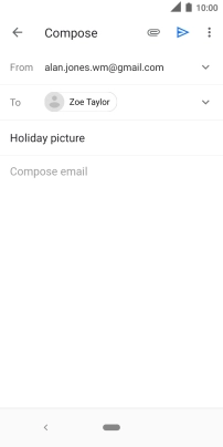 Press the text input field and write the text for your email message.
