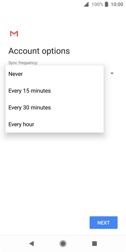 Press the required setting.