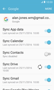 Press Sync Contacts to turn on the function.