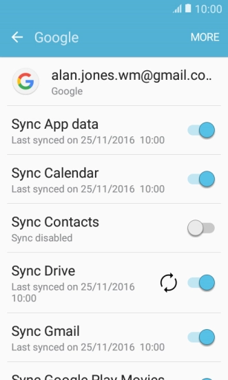 Press Sync Contacts to turn on the function.