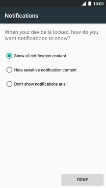 Press the required setting.