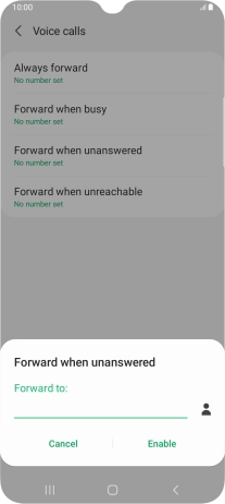 Key in (prefix) 5 (your phone number) and press Enable.