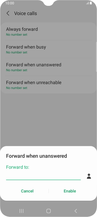 Key in (prefix) 5 (your phone number) and press Enable.