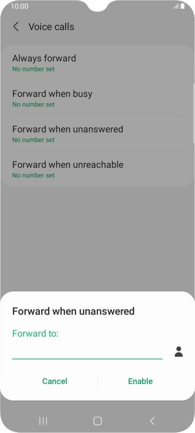 Key in (prefix) 5 (your phone number) and press Enable.