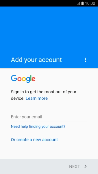 If you don t have a Google account, press Or create a new account and follow the instructions on the screen to create an account.