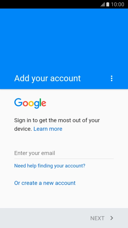If you don t have a Google account, press Or create a new account and follow the instructions on the screen to create an account.
