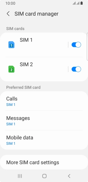 Press the required SIM.