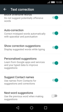 Press Next-word suggestions to turn on the function.