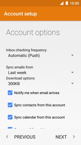 If this screen is displayed, you email account has been recognised and set up automatically. Follow the instructions on the screen to key in more information and finish setting up your phone.