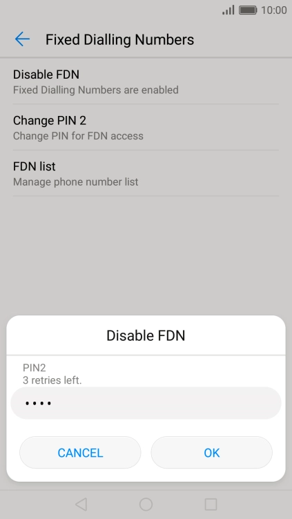Key in your PIN2 and press OK.