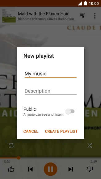Key in a name for the playlist and press CREATE PLAYLIST.