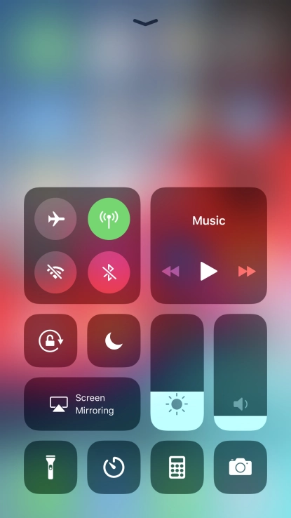 Press the required function to open an application or turn the function on or off.