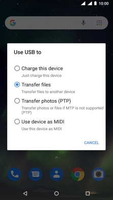 Press Transfer files to turn on the function.