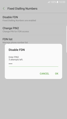 Key in your PIN2 and press OK.