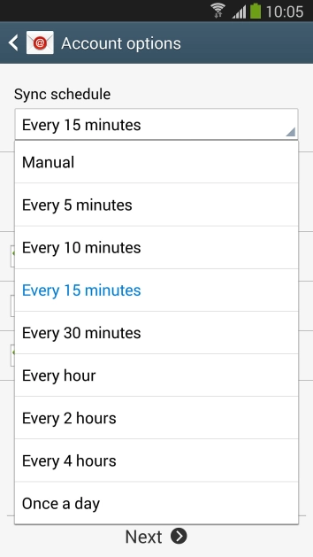 Press the required setting.
