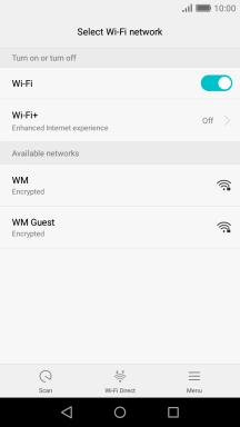 Press the required Wi-Fi network.