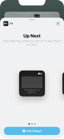 Slide your finger right or left on the screen to select the required widget size.