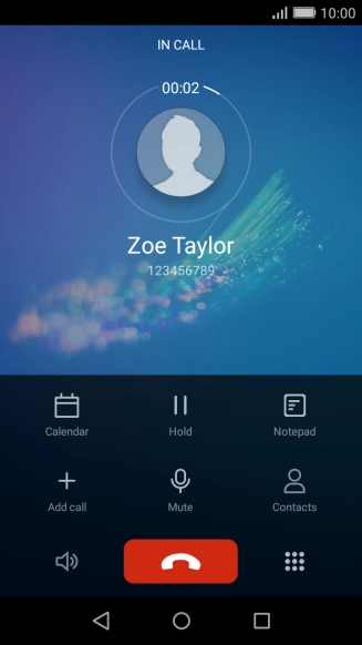 Press the end call icon.