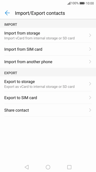 Press Import from SIM card.